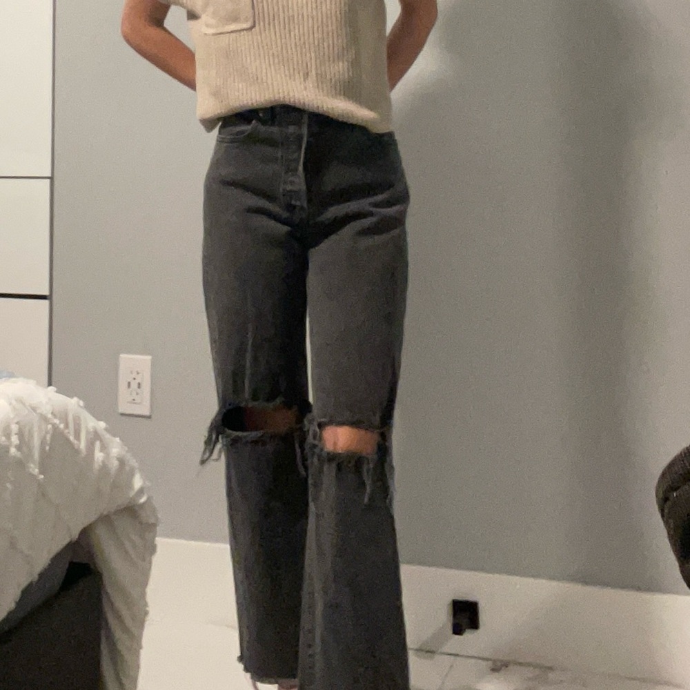 Levi's Black Distressed Flare Jeans